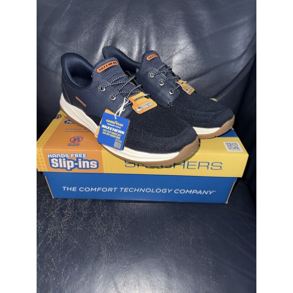 Skechers Men's Hands-Free Slip-ins Size 12 Blue Meroe-Alden Relaxed Anti Slip
